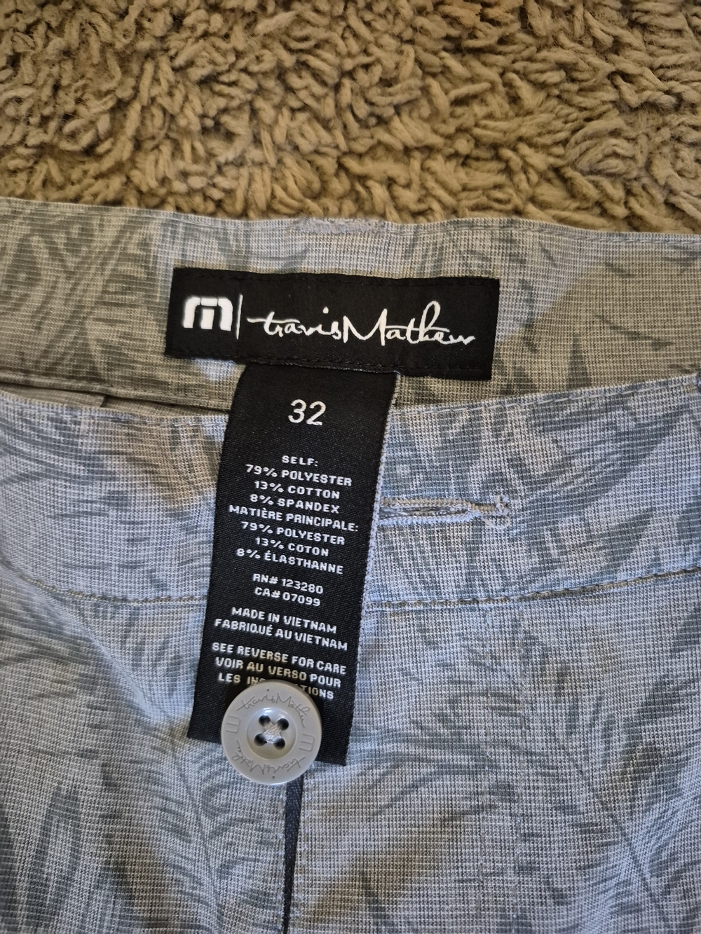 TravisMathew Men's Athletic Shorts Gray with Black Button